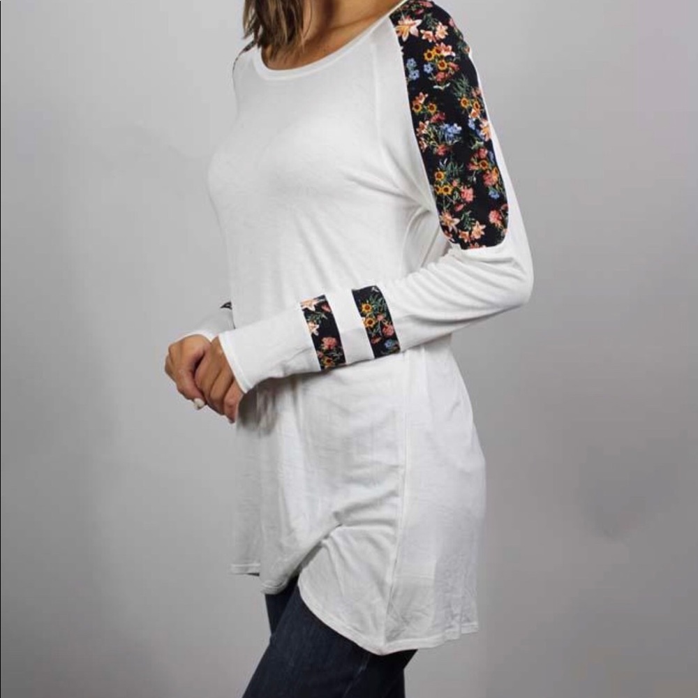 White Floral Sleeve Long Sleeve